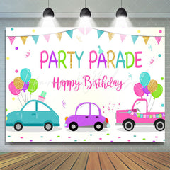 Lofaris Car Flag Balloons Happy Birthday Backdrop For Girl