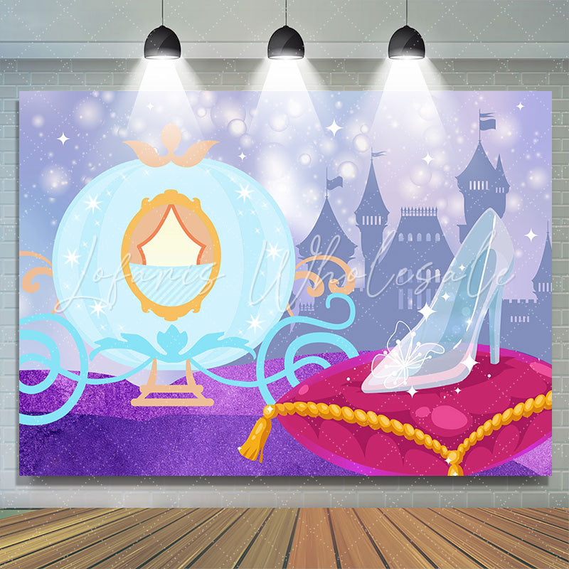 Lofaris Carriage Glass Slipper Castle Birthday Backdrop