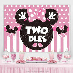 Lofaris Cartoom Pink Mouse Twodles Girl 2nd Birthday Banner