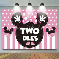 Lofaris Cartoom Pink Mouse Twodles Girl 2nd Birthday Banner