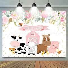 Lofaris Cartoon Animals Birthday Backdrop for Girl Cake Table