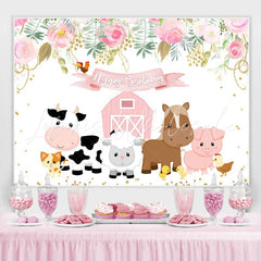 Lofaris Cartoon Animals Birthday Backdrop for Girl Cake Table