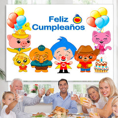 Lofaris Cartoon Animals Feliz Cumpleanos Birthday Party Backdrop