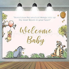 Lofaris Cartoon Animals Honey Pink Baby Shower Backdrop