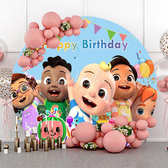 Lofaris Cartoon Baby Birthday Round Backdrop Melon Party Decor