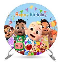 Lofaris Cartoon Baby Birthday Round Backdrop Melon Party Decor