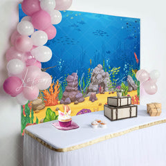 Lofaris Cartoon Blue Ocean Fish Benthos Birthday Backdrop