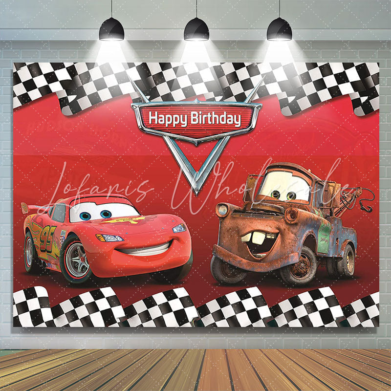 Lofaris Cartoon Cars Mobilization Happy Birthday Backdrop For Kids