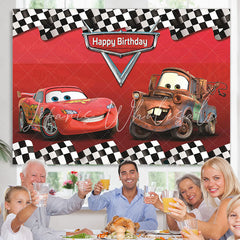 Lofaris Cartoon Cars Mobilization Happy Birthday Backdrop For Kids