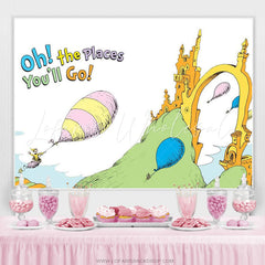 Lofaris Cartoon Castle Dessert Balloon Baby Shower Backdrop