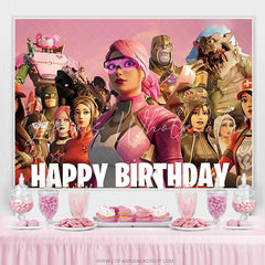 Lofaris Cartoon Character Game Heroes Happy Birthday Backdrop