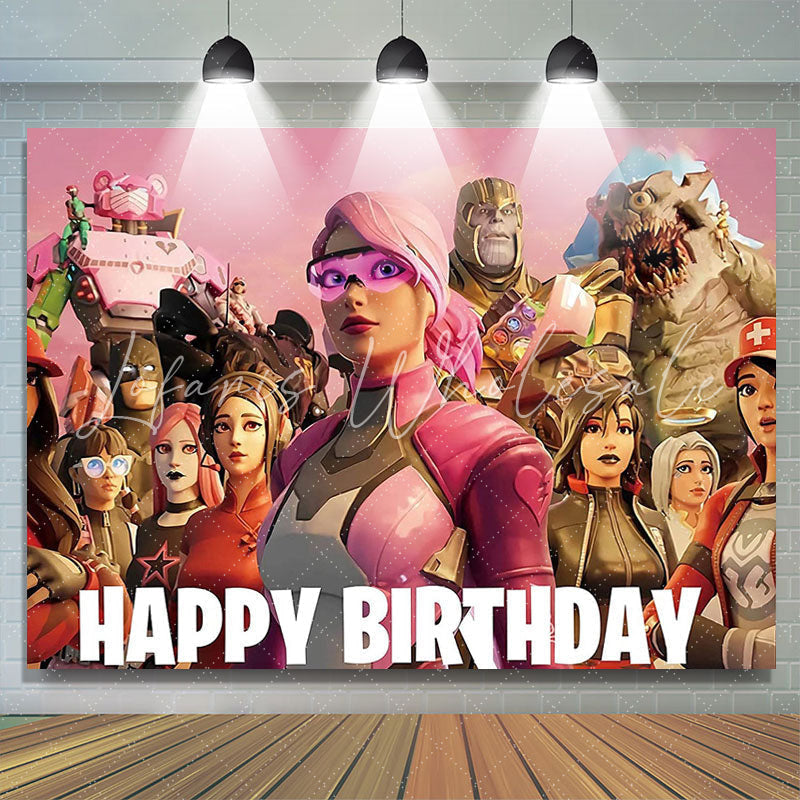 Lofaris Cartoon Character Game Heroes Happy Birthday Backdrop