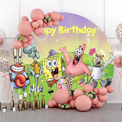 Lofaris Cartoon Character Round Happy Birthday Backdrop For Kids