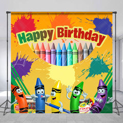 Lofaris Cartoon Colorful Crayon Paint Birthday Backdrop