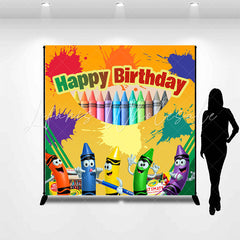 Lofaris Cartoon Colorful Crayon Paint Birthday Backdrop