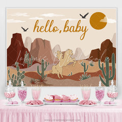 Lofaris Cartoon Desert Cacti Horse Baby Shower Backdrop