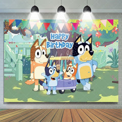 Lofaris Cartoon Dogs Green Yard Happy Birthday Backdrop