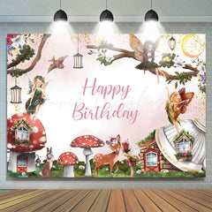 Lofaris Cartoon Fairy Deer Floral Birthday Backdrop For Girl