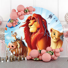 Lofaris Cartoon Film Character Round Lion Birthday Backdrop