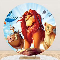 Lofaris Cartoon Film Character Round Lion Birthday Backdrop