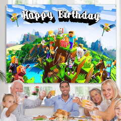 Lofaris Cartoon Game World Character Happy Birthday Backdrop