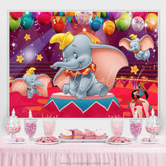 Lofaris Cartoon Glitter Balloons Happy Elephant Birthday Backdrop