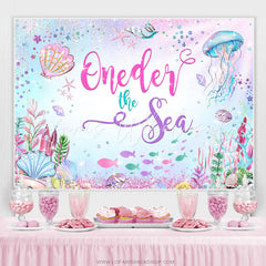 Lofaris Cartoon Glitter Oneder The Sea Happy Birthday Backdrop