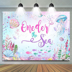 Lofaris Cartoon Glitter Oneder The Sea Happy Birthday Backdrop