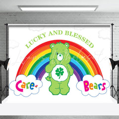 Lofaris Cartoon Green Bear Rainbow St Patricks Day Backdrop