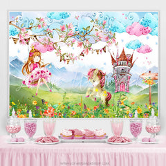 Lofaris Cartoon Horse Floral Birthday Party Backdrop For Girl