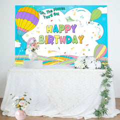 Lofaris Cartoon Hot Air Balloons Kids Birthday Backdrop