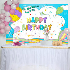 Lofaris Cartoon Hot Air Balloons Kids Birthday Backdrop