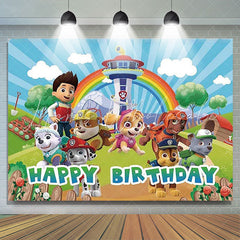 Lofaris Cartoon Little Dogs And Boy Theme Birthday Backdrop