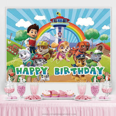 Lofaris Cartoon Little Dogs And Boy Theme Birthday Backdrop