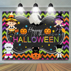 Lofaris Cartoon Little Girls Happy Halloween Theme Backdrop