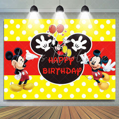 Lofaris Cartoon Little Mouse Red And Yellow Birthday Backdrop