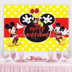 Lofaris Cartoon Little Mouse Red And Yellow Birthday Backdrop