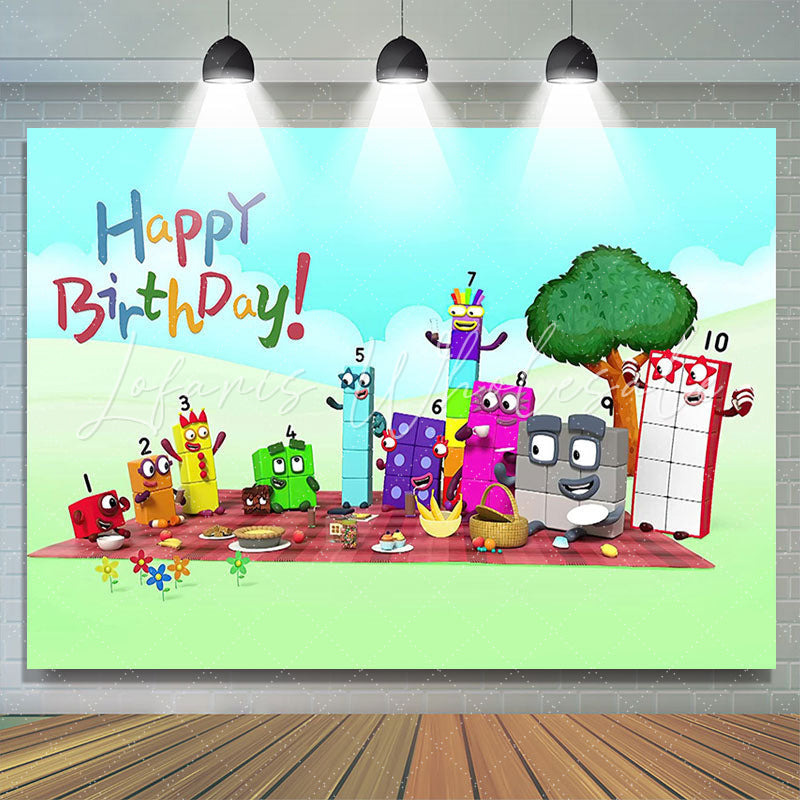 Lofaris Cartoon Numberblocks Birthday Party Backdrop For Kid