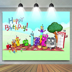 Lofaris Cartoon Numberblocks Birthday Party Backdrop For Kid