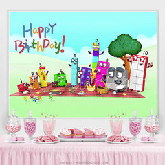 Lofaris Cartoon Numberblocks Birthday Party Backdrop For Kid