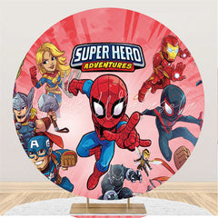 Lofaris Cartoon Super Hero Round Birthday Backdrop For Boy