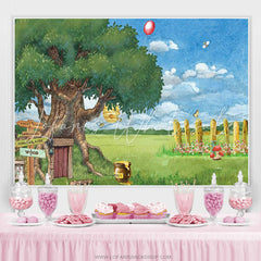 Lofaris Cartoon Sweet Honey Sky Grass Tree Spring Baby Shower Backdrop