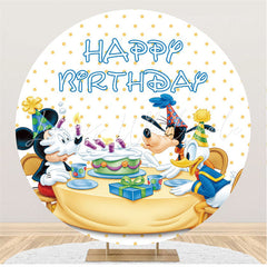 Lofaris Cartoon Theme Yellow Dot Circle Happy Birthday Backdrop