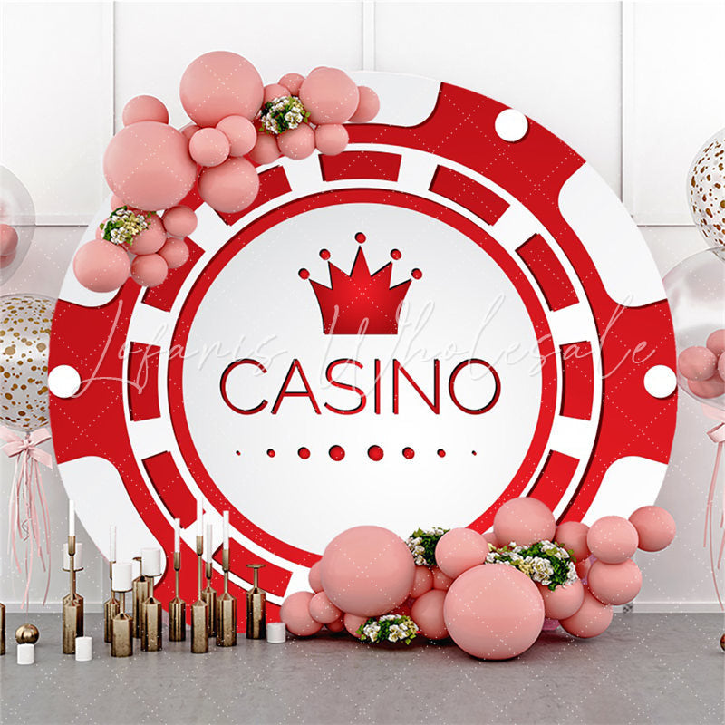 Lofaris Casino Crown Gear Wheel Red White Circle Backdrop