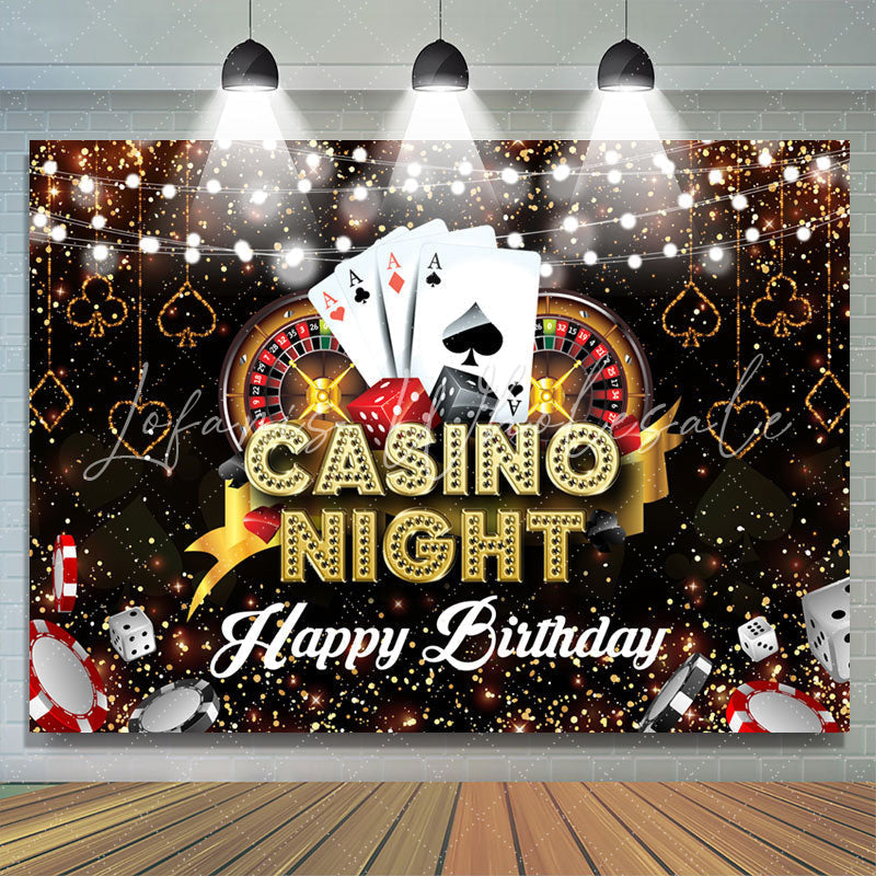 Lofaris Casino Night Poker Bokeh Happy Birthday Backdrop