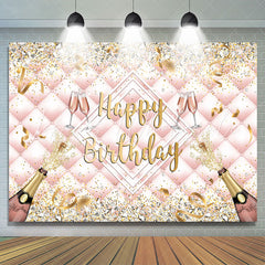 Lofaris Champagne Bottle Ribbions Happy Birthday Backdrop