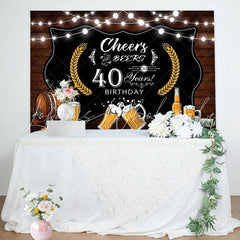 Lofaris Cheers Beers Brown Wood Happy 40Th Birthday Backdrop