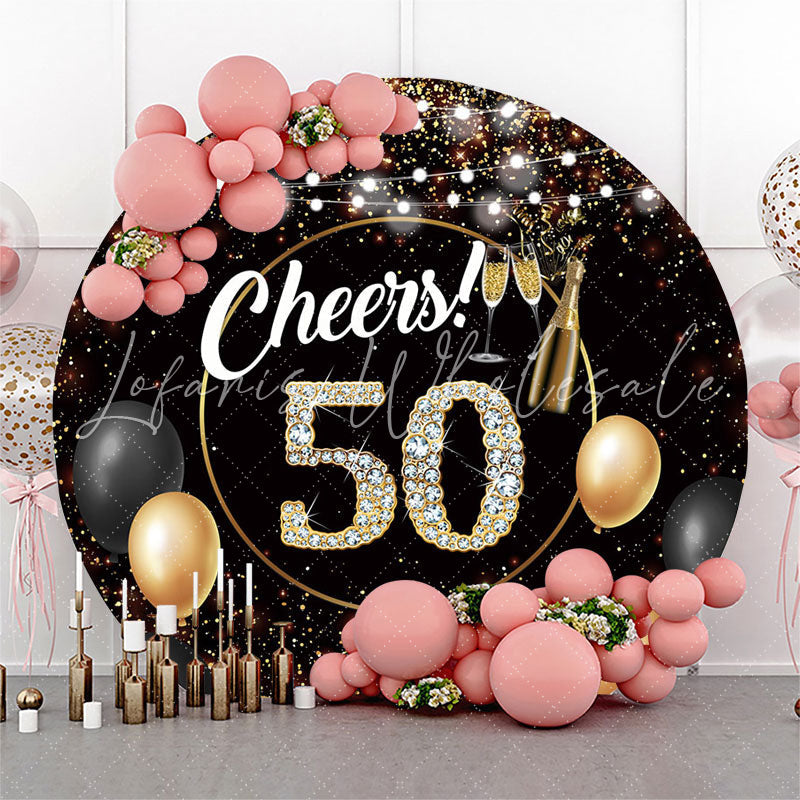 Lofaris Cheers Black Golden Circle 50th Birthday Backdrop