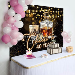 Lofaris Cheers To 40 Years Wine Glass Birthday Backdrop