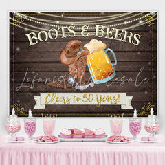 Lofaris Cheers To 50 Years Wooden Happy 50th Birthday Backdrop